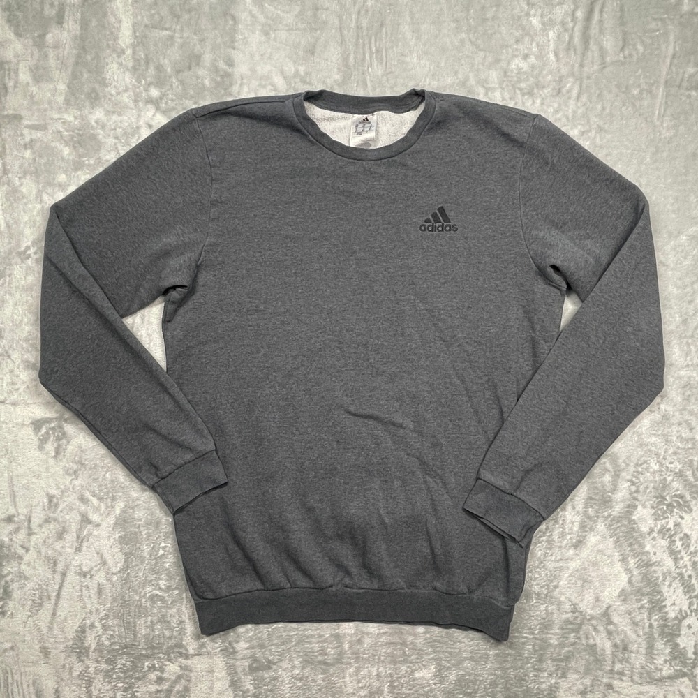 Adidas Sweatshirt Mens MT Charcoal Gray Crewneck Embroidered Logo Fleece MT/MH